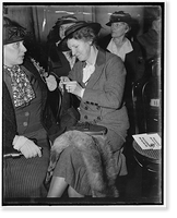 Historic Framed Print, Knits while husband burns. Washington, D.C., Mar. 22. Mrs. Burton K.,  17-7/8" x 21-7/8"