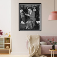 Historic Framed Print, Knits while husband burns. Washington, D.C., Mar. 22. Mrs. Burton K.,  17-7/8" x 21-7/8"