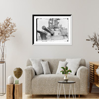 Historic Framed Print, Guns on Michigan, U.S.N.,  17-7/8" x 21-7/8"