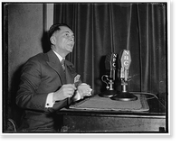 Philippine president broadcasts to home folks. Washington, D.C., April 5. President Manuel Quezon of Philippine Commonwealth broadcast from Washington today to his fellow-countrymen in Manila. Heri