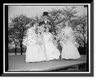 Historic Framed Print, Crowned Queen of Cherry Blossoms. Washington, D.C., April 8. A colorful ceremony which attracted thousands of visitors to the Capital, little Sakiko Saito, daughter of the Japanese Ambassador and Mme.,  17-7/8" x 21-7/8"