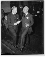 Historic Framed Print, Discuss progress of U.S. Chamber of Commerce. Washington, D.C., April 27. Rev. Edmund A. Walsh, S.C., (left) Vice President of Georgetown University discusses with Harper Sibley, President of the U.S.,  17-7/8" x 21-7/8"