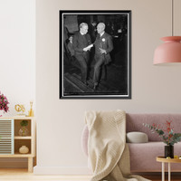 Historic Framed Print, Discuss progress of U.S. Chamber of Commerce. Washington, D.C., April 27. Rev. Edmund A. Walsh, S.C., (left) Vice President of Georgetown University discusses with Harper Sibley, President of the U.S.,  17-7/8" x 21-7/8"