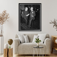 Historic Framed Print, Discuss progress of U.S. Chamber of Commerce. Washington, D.C., April 27. Rev. Edmund A. Walsh, S.C., (left) Vice President of Georgetown University discusses with Harper Sibley, President of the U.S.,  17-7/8" x 21-7/8"