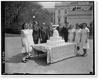 Milwaukee Council photographs. Presentation of ice cream cake to president, Vintage Poster