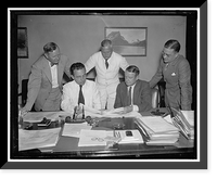 Historic Framed Print, Social Security Board [...] Seated, left: Arth [...] Director [...] right; [...] Bureau standing [...]orson, Assistant Executive of Fed[...],  17-7/8" x 21-7/8"