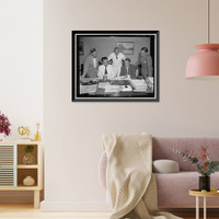 Historic Framed Print, Social Security Board [...] Seated, left: Arth [...] Director [...] right; [...] Bureau standing [...]orson, Assistant Executive of Fed[...],  17-7/8" x 21-7/8"
