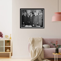 Historic Framed Print, Brazil signs bold agreement with U.S. Washington D.C. July 15. Brazil, through its Minister of Finance Arthur De Souza Costa, signed a financial agreement with the United States today.,  17-7/8" x 21-7/8"