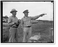 Winner and runner up in Treasury shoot. Washington, D.C., Aug 10. Averaging 298 out of a possible 300 bullseyes, L.E, Historic Reproduction