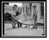 Historic Framed Print, Marvin McIntyre, accepting cape from Polish boy scouts for the president,  17-7/8" x 21-7/8"