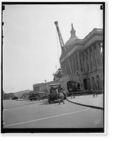 Historic Framed Print, Lost: a cold water pipe. Washington, D.C., Sept. 5. Seeking a lost" water line running from the house office building through the Capitol,  workmen are digging up the Capitol ground with a steam shovel.,  17-7/8" x 21-7/8"