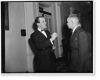 Historic Framed Print, Finnish Minister highly excited after conference with Hull. Washington, D.C., Nov. 30. Leaving a conference with Secretary of State Hull today, Hjalmar Procope, Finnish Minister to the U.S.,,  17-7/8" x 21-7/8"