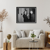 Historic Framed Print, Finnish Minister highly excited after conference with Hull. Washington, D.C., Nov. 30. Leaving a conference with Secretary of State Hull today, Hjalmar Procope, Finnish Minister to the U.S.,,  17-7/8" x 21-7/8"