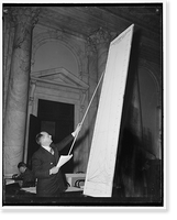 Historic Framed Print, Monopoly witness, Dr. Lubin. Washington, D.C., Dec. 4. Dr. Isadore Lubin, Commissioner of the Bureau of Labor Statistics, appeared before the Monopoly Committee today.,  17-7/8" x 21-7/8"