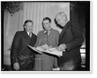 Historic Framed Print, Principals in today's NLRB Committee hearing. Washington, D.C., Dec. 12. While Edmund Toland, Counsel for the Smith Committee Investigating the NLRB, was questioning William M.,  17-7/8" x 21-7/8"