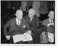 Frederick Ecker, left, chrmn. of the board of the Metropolitan Life Insurance Co. and Leroy A. Lincoln, pres. of the same company at the Monopoly Committee hearing today, Feb. 1940 Timeless Wall Ar