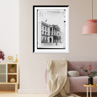 Historic Framed Print, Flag at half-mast for Bjornson at Royal Palace,  17-7/8" x 21-7/8"