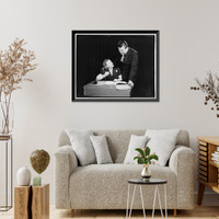 Historic Framed Print, Couple working out budget,  17-7/8" x 21-7/8"