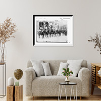 Historic Framed Print, Boy Army- Boy Scouts, London. Seven boys, in uniform, all mounted on horseback.,  17-7/8" x 21-7/8"