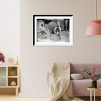 Historic Framed Print, Manicuring elephants, Central Park - 4,  17-7/8" x 21-7/8"