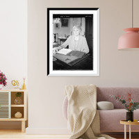 Historic Framed Print, Jane D. Rippin. Seated at desk with papers before her.,  17-7/8" x 21-7/8"