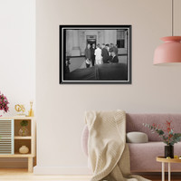 Historic Framed Print, Reporters quiz French and British ambassadors following their conference with president. Washington, D.C., June 15.,  17-7/8" x 21-7/8"