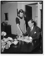 Historic Framed Print, Congressman's day. 8:00 A.M. Then a hot breakfast cooked and served by Mrs. Thomas,  17-7/8" x 21-7/8"