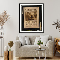 Historic Framed Print, Soldiers-sailors and women guests - Welcome to the Y.W.C.A. hostess house. Walter Tittle.,  17-7/8" x 21-7/8"