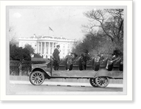 Historic Framed Print, Open sightseeing bus in front of White House,  17-7/8" x 21-7/8"