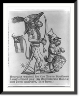 Anti-Confederacy cartoon lampooning C.S.A. volunteer enlistment policy, Antique Print