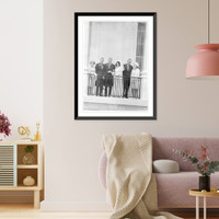 Historic Framed Print, [Nugent - Johnson wedding; bride & groom posed with parents on White House balcony. Wash., D.C. Aug. 6, 1966],  17-7/8" x 21-7/8"
