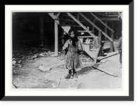 Historic Framed Print, Katie Kuritzko, 7-year-old oyster shucker. Has mumps now. Her 8-year-old brother also shucks. Location: Dunbar, Louisiana.,  17-7/8" x 21-7/8"