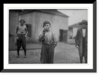 John Tidwell, a Cotton Mill Product. Doffer in Avondale Mills. Many of these youngsters smoke. Location: Birmingham, Alabama, Vintage Wall Art