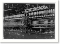 Historic Framed Print, Young spinner in Roanoke (Va.) Cotton Mills. Said fourteen years old, but it is doubtful. See exterior photos and age comparisons in 2161 to 2163. Location: Roanoke, Virginia.,  17-7/8" x 21-7/8"