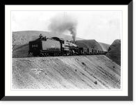 Locomotive no. 102 bringing railroad cars through gap, Utah, Vintage Print