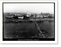 Historic Framed Print, Kirchen und Flossbr&uuml;cke in Kowno,  17-7/8" x 21-7/8"