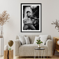 Wayne Perry playing fiddle, Crowley, Louisiana, Historic Print