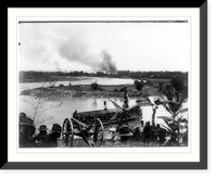 Historic Framed Print, [Philippine insurrection]: Burning of Pasig, Hawthorne Battery and gunboat in foregrd.,  17-7/8" x 21-7/8"