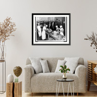 Santa Anita (Calif.) Assembly Center - a salad mixing bowl and a chef slicing aspic salad feature this Center kitchen scene, Antique Wall Art