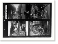 Scenes in tenements of slums of Tokyo, Honjo Ward; two families in tunnel tenements; one family in three mat room, Vintage Print