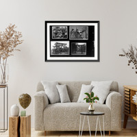 Statues of Buddha with offerings, two women at family altar; Shinto torii, torii and shrine, Japan, Vintage Wall Art