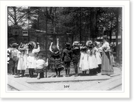 Historic Framed Print, [Group of public school children offering peanuts to animals in the National Zoo(?), Washington, D.C.],  17-7/8" x 21-7/8"