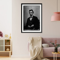 Abraham Lincoln, half-length portrait, seated, with pencil and spectacles retouched, Antique Poster
