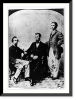 President Abraham Lincoln seated with his secretaries John Hay and John Nicolay, Historic Print