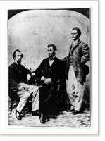 President Abraham Lincoln seated with his secretaries John Hay and John Nicolay, Historic Print