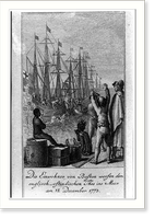 Die Einwohner von Boston wersen den englisch-ostindischen Thee ins Meer am 18 December 1773.D. Chodowiecki del. et sculp, Vintage Wall Art