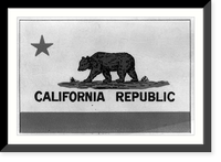 Vintage Americana Print - California state flag depicting grizzly bear