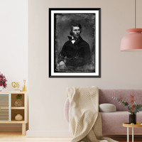 Historic Framed Print, [Unidentified man, possibly Asher Brown Durand, half-length portrait, slightly to the left, head three-quarters to the right, with beard],  17-7/8" x 21-7/8"