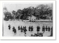 Landing of U.S. troops near Santiago, Spanish-American War scene, Vintage Print