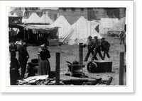 Historic Framed Print, Refugees living on outskirts of San Francisco following the earthquake and fire,  17-7/8" x 21-7/8"